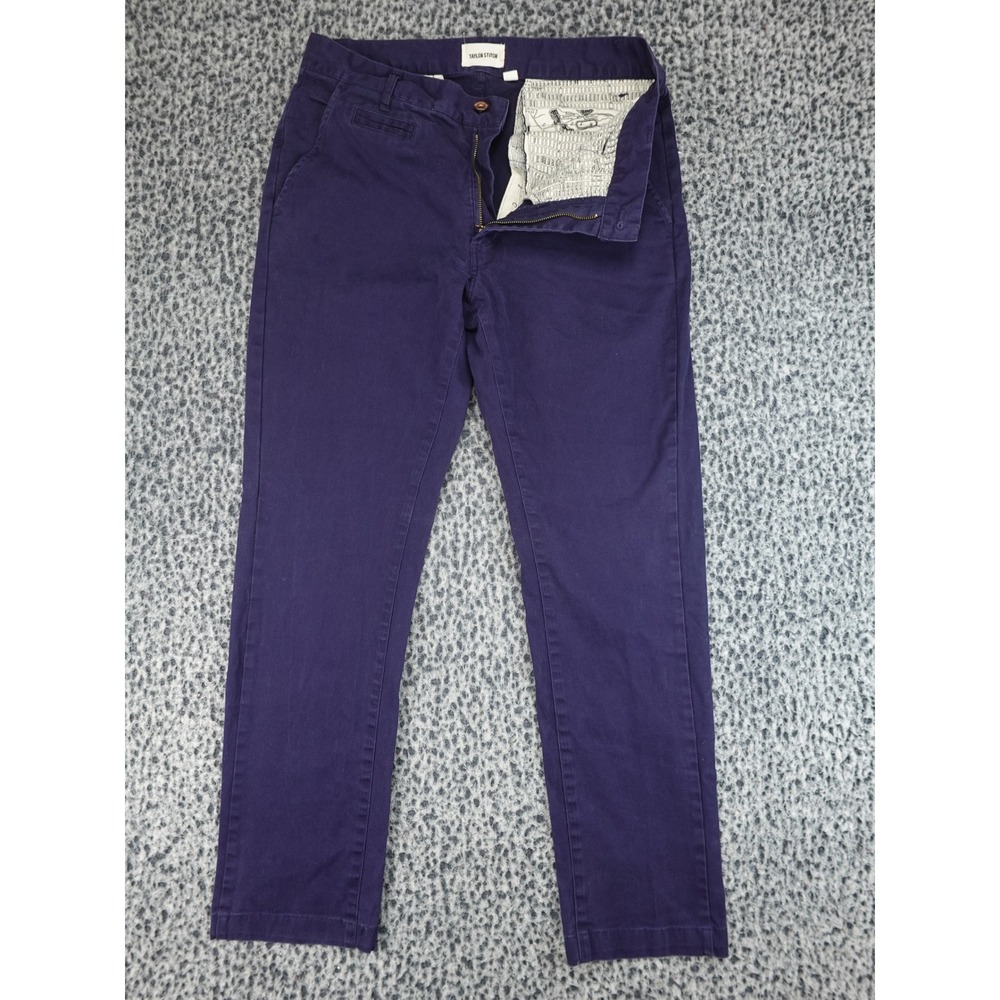 Taylor Stitch Chino Pants Mens 32 Purple Slim Fit Cotton Twill Map Lining